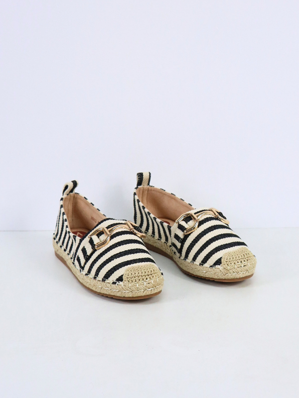Striped espadrille - black