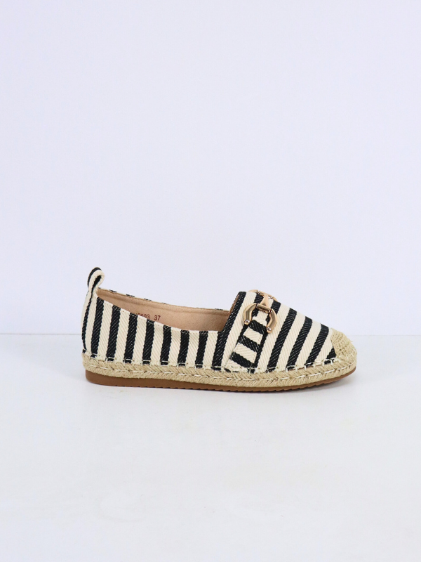 Striped espadrille - black