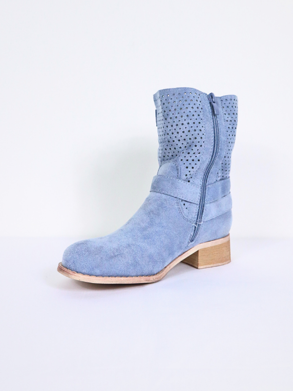 Low heel ankle boots - blue