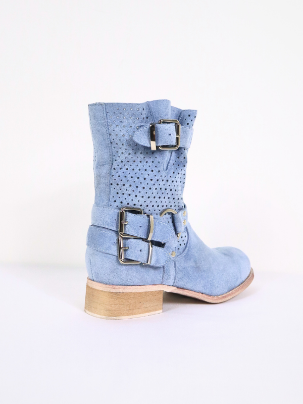 Low heel ankle boots - blue