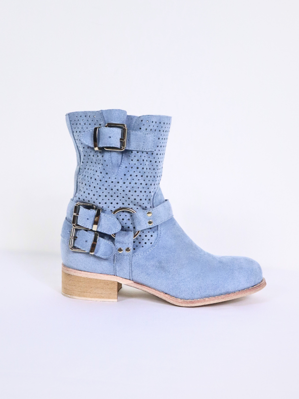 Low heel ankle boots - blue