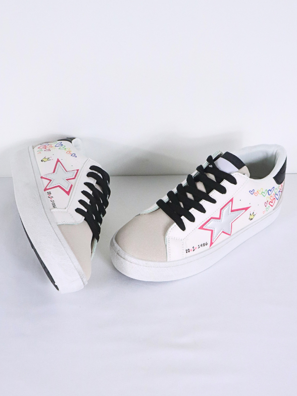 Zapatilla blanco estrella plateado