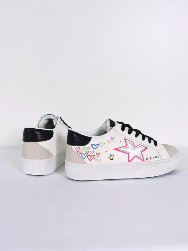 Zapatilla blanco estrella plateado