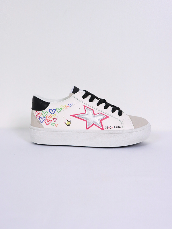 Zapatilla blanco estrella plateado