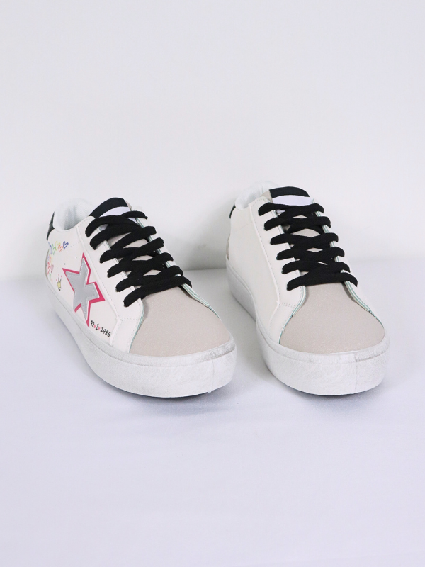 Zapatilla blanco estrella plateado