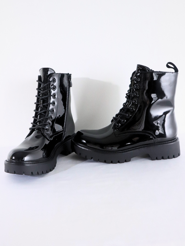 Black patent boots