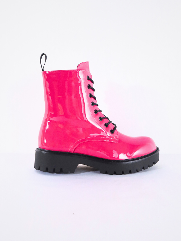 Pink patent boots